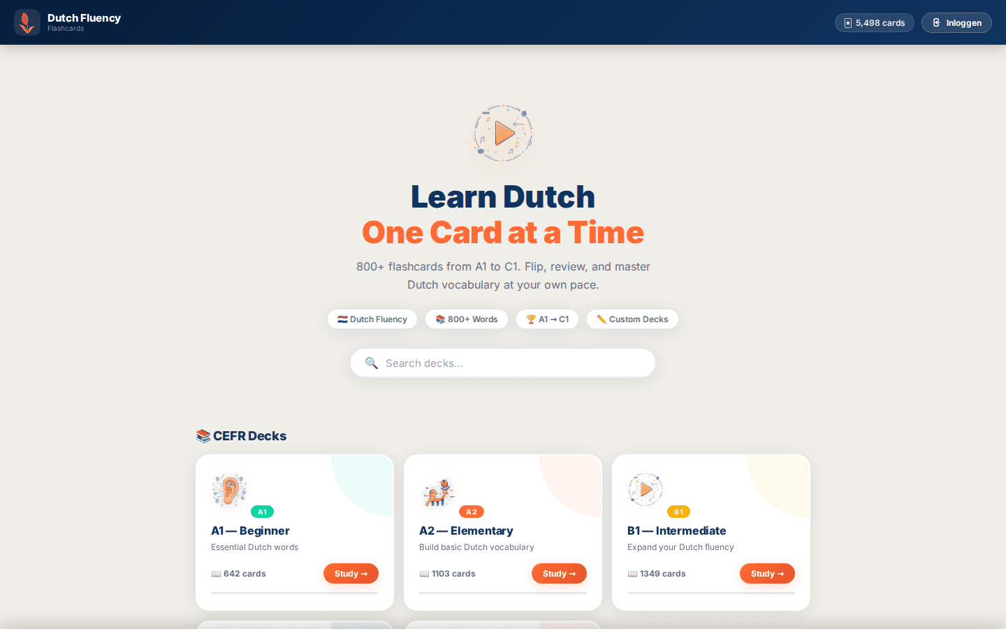 Dutch Fluency Flashcards — SRS deck